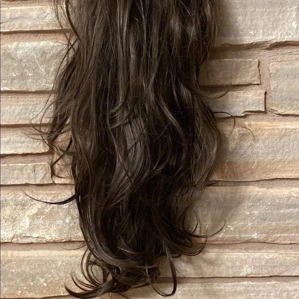 Dark Brown Wigs for Women Long Middle Part Natural Hair Synthetic 26”